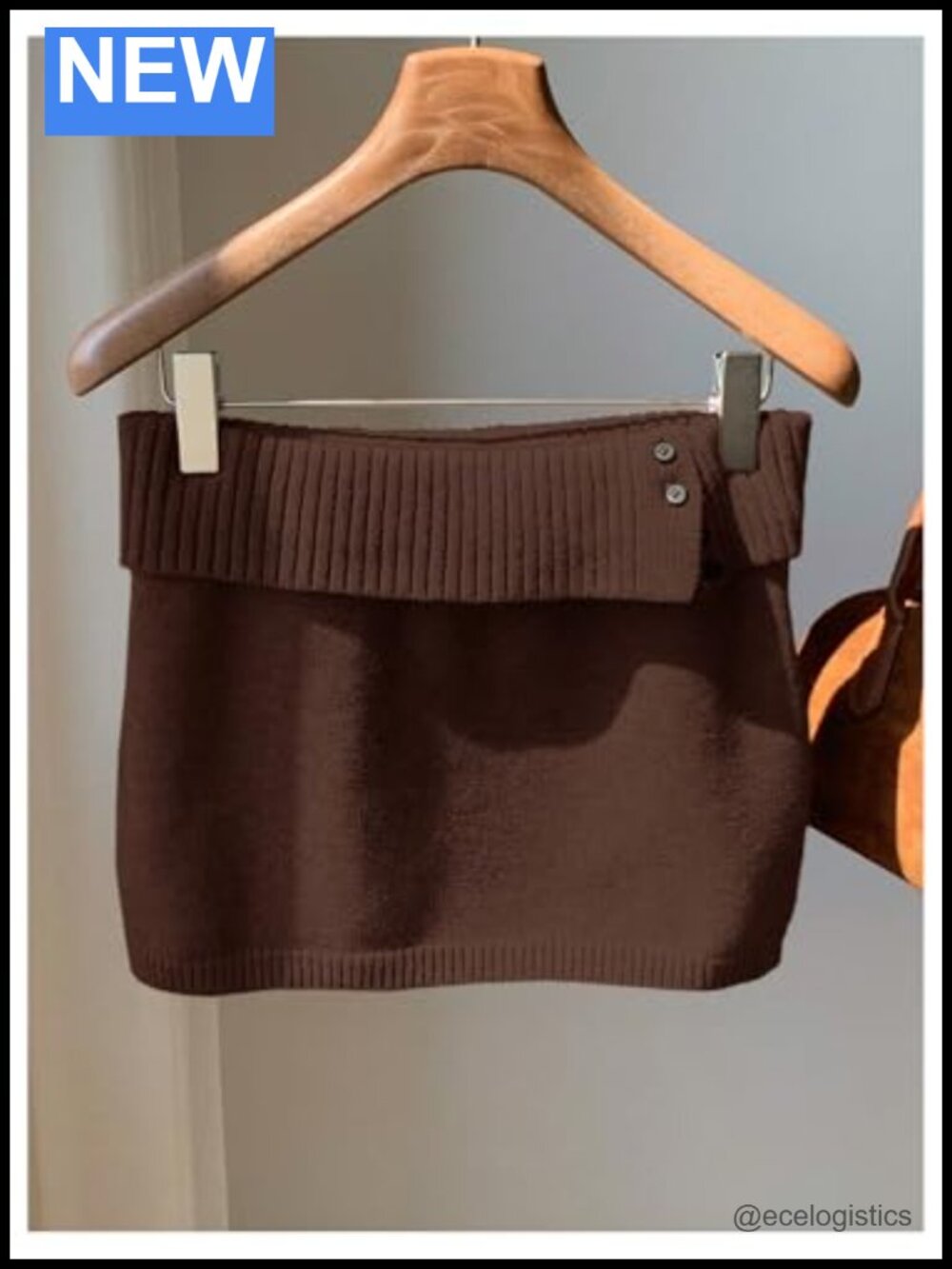 Ribbed Knit Low Rise Button Mini Skirt - Picture 3 of 4